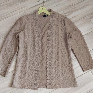 Chances R Cocoa Brown Long Sleeve Open Front Knit Cardigan Jacket.  Size PL